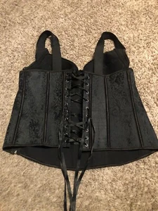 Nice Used Black Lace up and Zipper Lady's Corset 5X Beautiful Design - Picture 1 of 7