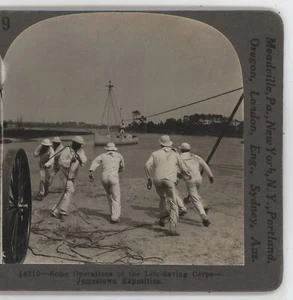 Some Drills of the Life-Saving Corps. Jamestown Expo Keystone Stereoview c1910 - Picture 1 of 3