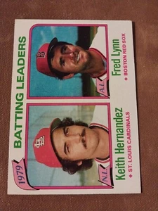 1980 FRED LYNN KEITH HERNANDEZ TOPPS BATTING LEADERS CARD #201 RED SOX CARDINALS - Picture 1 of 2