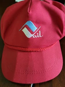 RED Vtg 80s 90s VAIL Ski Resort Strapback Hat Imperial Headwear USA Rope - Picture 1 of 7