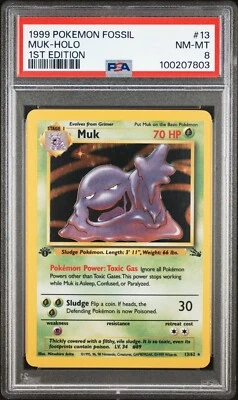 PSA 8 Muk Holo #13 Fossil 1st Edition Pokemon Card 1999 - Image 1 of 2