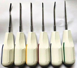 Ascensori lussatori dentali estrazione radici strumento chirurgia orale manico plastica bianco - Foto 1 di 2