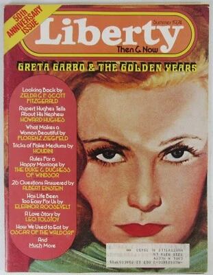Liberty Then & Now Magazine Summer 1974 Greta Garbo Houdini Einstein Disney Foto 1 de 4