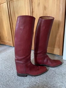 Cordovan Burgundy Leather Stiff Dressage Boots UK 7 USA 9 GALLORS Portugal - Picture 1 of 19