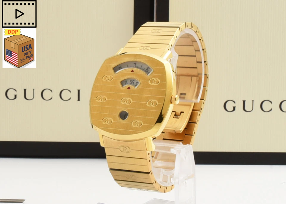 Reloj de cuarzo dorado para hombre JAPÓN sin usar [EXCELENTE COMO NUEVO con caja] GUCCI Grip 157.4 YA157403 Foto 1 de 4