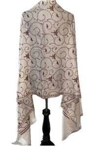 100% Authentic Kashmari Shawl Hand Embroidered Stitch Pure Wool Pashmina Wrap - Picture 1 of 19