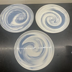 Set/3 Artisanal Kitchen Supply BLUE MARBLE 11” Coupe Dinner Plates AKS - Picture 1 of 6