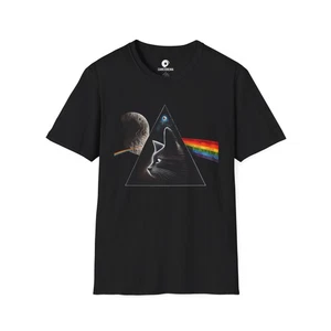 The Cat Side of the Moon T-Shirt Unisex Softstyle | Pink Floyd Retro Rock - Picture 1 of 8
