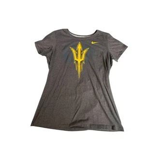 Nike ASU Arizona State Sun Devils T-Shirt Slim Fit Women’s L Gray Trident Logo - Picture 1 of 6