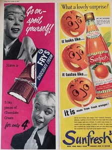 1955 ZEITSCHRIFT WERBUNG CADBURYS TRINKSCHOKOLADE BRATEN SCHOKOLADE SONNENFRISCH ORANGE - Bild 1 von 4
