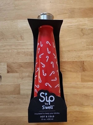 NUEVA botella de agua aislada Sip by Swell CANDY BASTON 15 oz. Acero inoxidable aislado Foto 1 de 4
