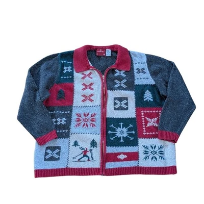 Northcrest Storybook кардиган свитер размер 2 X серый коттедж на пуговицах праздник - Изображение 1 из 4