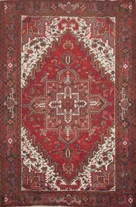 Handmade Wool Red Vegetable Dye Living Room Rug 7x9 Vintage Traditional Carpet - Picture 1 of 14