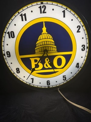 RELOJ PUBLICITARIO RETRO ILUMINADO LED B&O RAILROAD 1 Foto 1 de 4
