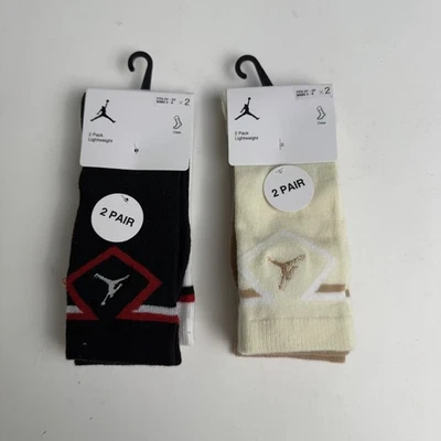 Lote de 2 paquetes de calcetines altos Nike Jordan con logotipo de diamante para niños grandes 3Y-5Y W4-6 nuevos con etiquetas Foto 1 de 2