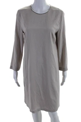 Vestido Brunello Cucinelli Mujer Beige Detalle Adornado Manga Larga Talla M Foto 1 de 4