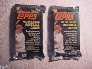 Fat Packs - 2 (zwei) neu versiegelt - 2000 Topps Ser. 1 Baseballkarten - bis 40ea. - Bild 1 von 1
