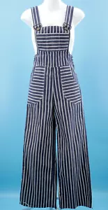 VTG Women's 60s Dark Blue & White Striped Jumpsuit / Overalls Sz XS/S 1960s - Picture 1 of 18