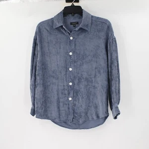 Rag & Bone Shirt womens 2XS Nusa Corduroy Button Down Slouchy Soft Viscose Blue - Picture 1 of 11