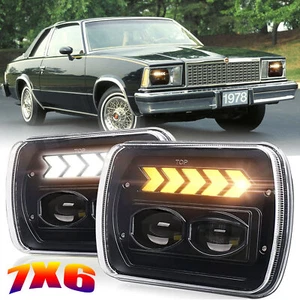 Pair For Chevy Malibu 1978-1981 Corvette DOT 5X7" 7x6" LED Headlights Hi-Lo - Foto 1 di 12