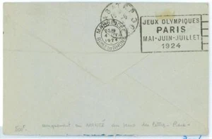 BK1938 - MAROC - POSTAL HISTORY - RARE 1924 Olympic Games POSTMARK on Arrival - Picture 1 of 1
