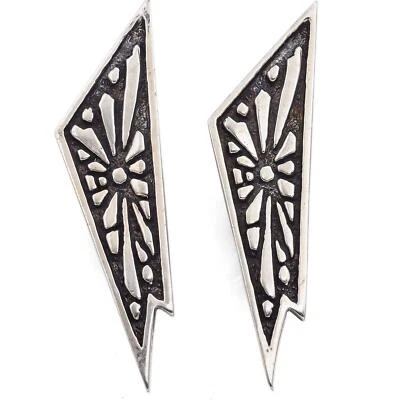 Pendientes de clip vintage estampados Stephen Dweck de plata de ley Foto 1 de 4