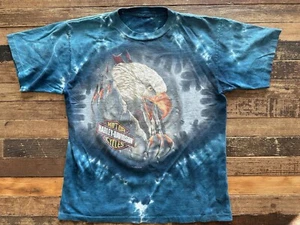 90s Rare VNTG Harley-Davidson Eagle Michigan Tie Dye/Faded Tee Size L Stratman - Bild 1 von 4