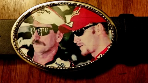 Dale Earnhardt Sr.#3 & Dale Earnhardt Jr #88 Epoxy Buckle & Black  Leather Belt Cover