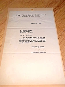 1946 NEW YORK STOCK EXCHANGE Letter from Assistant Director - Picture 1 of 4