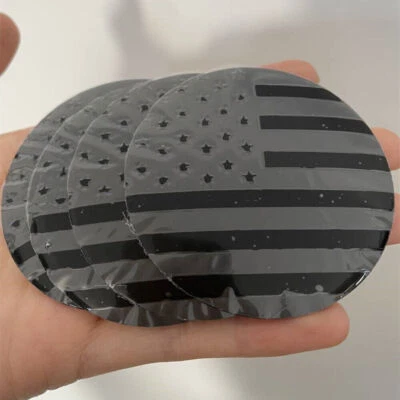 4x Calcomanías adhesivas negras con logotipo de bandera estadounidense para automóvil camión tapacubos centrales 65 mm Foto 1 de 4