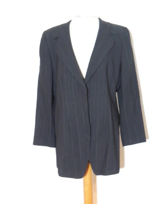 Giorgio Armani шерсти / шелковой смеси черный булавка полоски куртка / блейзер sz 12  - Изображение 1 из 4
