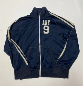Vintage Abercrombie & Fitch Sweatshirt Mens 2XL Blue Striped Full Zip Y2K - Picture 1 of 3