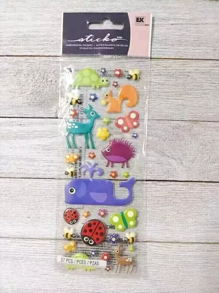 animal squirrel woodland fun stickers EK success dimensional puffy 37pc - Image 1 of 2