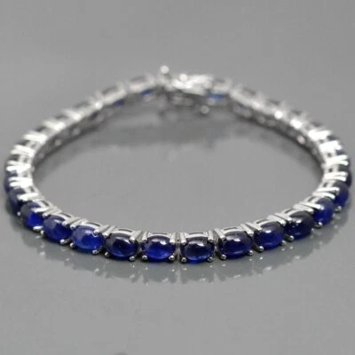 Blauer Saphir Oval Edelstein 925 Sterling silber Tennis Armband Verlobung Gift - Bild 1 von 4