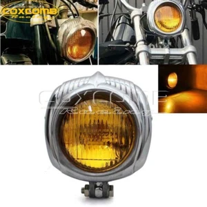 4.5" Vintage Retro Yellow Lens Headlight Headlamp For Harley Bobber Chopper Dyna - Picture 1 of 8