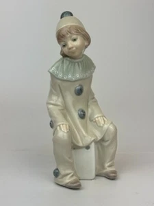 Retired Lladro Sitting Thinking Girl Clown Jester On Dice Figurine 7 3/4" tall - Picture 1 of 3