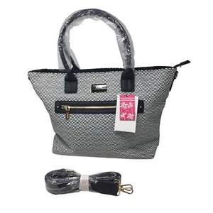 Trina Turk Optical Illusion Black & White Chevron 2 Way Tote NWT - Picture 1 of 19