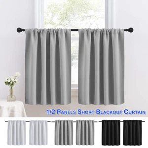 Blackout Curtains Short Half Small Tier Window Curtain Drapes Bedroom Kitchen US - Picture 1 of 15