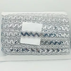 1m Silber Pailletten Glitzer Zopf Trimmband 2,5cm - Bild 1 von 1