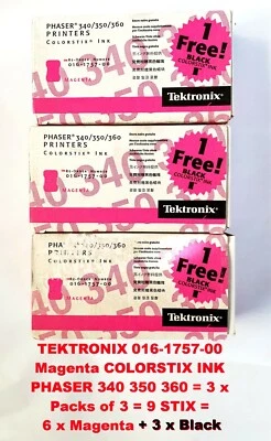 TEKTRONIX 016-1757-00 =6M +3K =9 COLORSTIX INK PHASER 340 350 360 GENUINE SEALED - Image 1 of 4