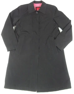 Esprit Outerwear Ladies Long Black Rain Coat Jacket Pink Fleece Lined small J840 - Picture 1 of 6