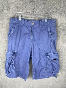 American Eagle Longboard Cargo Shorts Herren 34 blau Canvas 13' Schrittlänge roher Saum - Bild 1 von 13