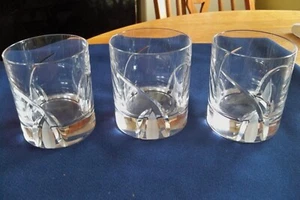 DA VINCI Lead Crystal Gosetto Pattern Double Old Fashioned Glasses Set of 3 - Picture 1 of 5