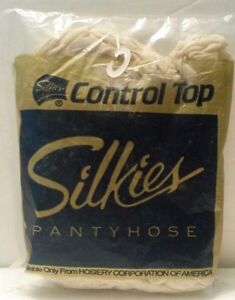 Vtg Pantyhose Silkies Off-White sz Medium Control Top w Spport Legs NEW 729/149