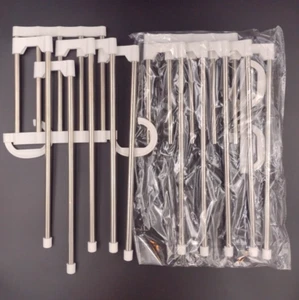 5 In 1 Space Saver White Foldable Clothing Rack Pants Trousers Hanger Set Of 2 - Picture 1 of 6
