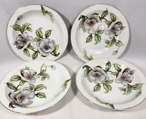 (set of 4) 1950's Roselyn China DOGWOOD Rimmed SOUP BOWLS 7 5/8" Japan MINT - Picture 1 of 4