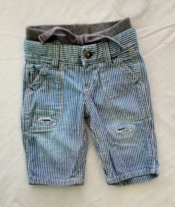 Baby GAP Boys Pull-on RAILROAD Stripe Distressed Denim Shorts 6-12 Months - Picture 1 of 4