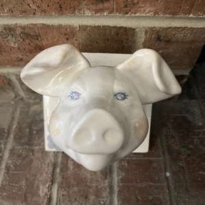 Vintage White Ceramic Pig Face Head Dish Towel/Apron Holder Hanger Wall Mount - Picture 1 of 8
