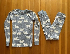 Hanna Andersson Long John Pajamas - size 140 -10 Light Blue Polar Bears - Picture 1 of 5