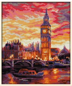 Counted Cross Stitch Kit 14 ct Big Ben London Clock Tower 26x29cm Joy Sunday UK - Picture 1 of 12